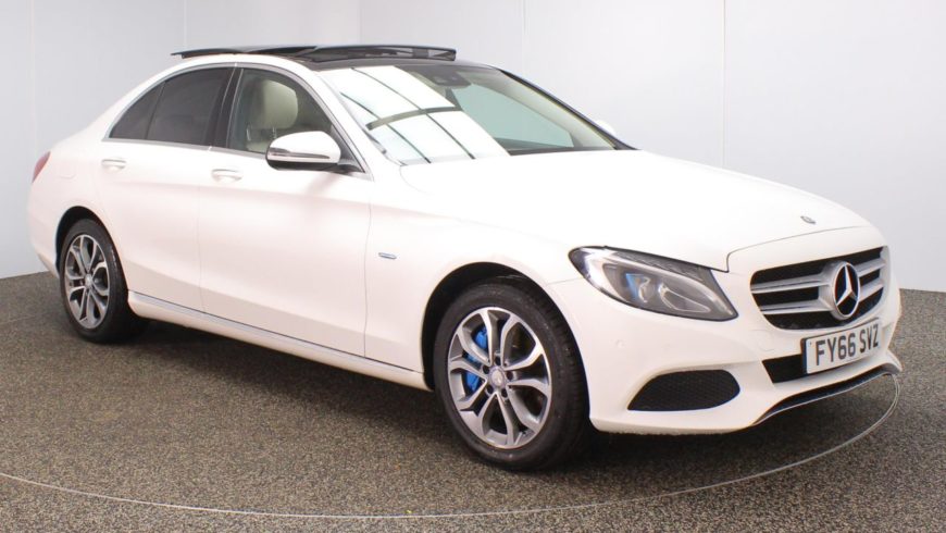 Used 2016 WHITE MERCEDES-BENZ C-CLASS Saloon 2.0 C350 E SPORT PREMIUM PLUS 4d AUTO 208 BHP HYBRID ELECTRIC (reg. 2016-11-16) for sale in Stockport